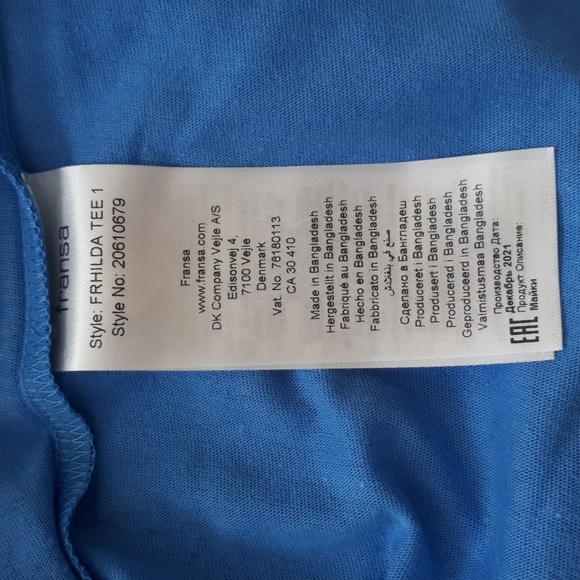 Fransa Basic Blue Tee /NWT - Picture 4 of 6